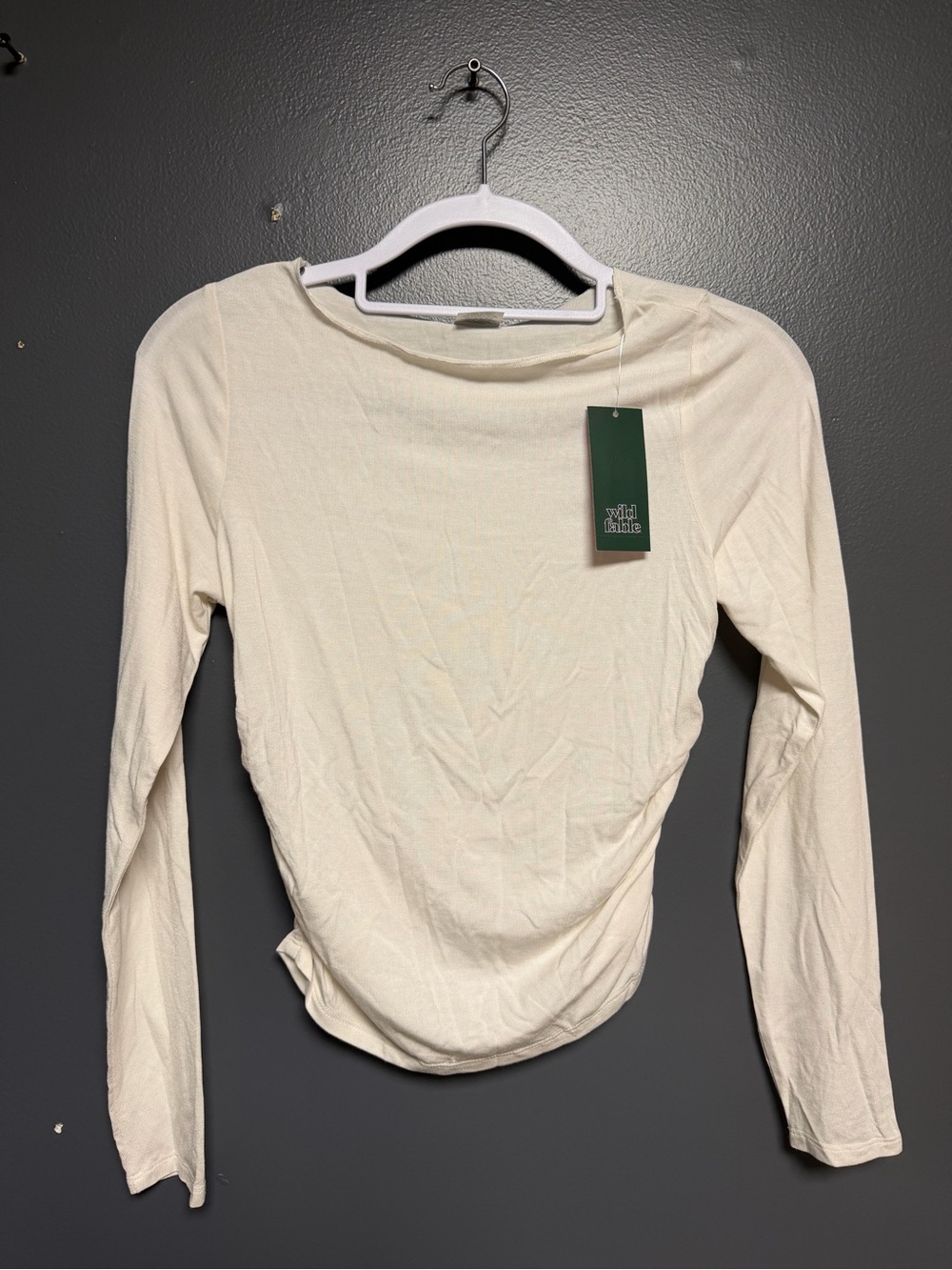 NWT Wild Fable Off White Ribbed Short Sleeve Top S